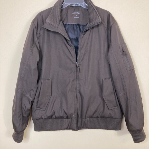 Calvin Klein Other - Calvin Klein Bomber Jacket Men’s Large Brown Quilted Liner FLAW Spot as is